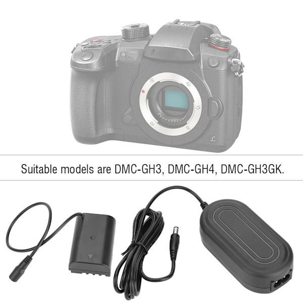 DMC-GH3 GH4 Strömadapterkabel DMW-AC8 med DMW-DCC12 Dummybatteri