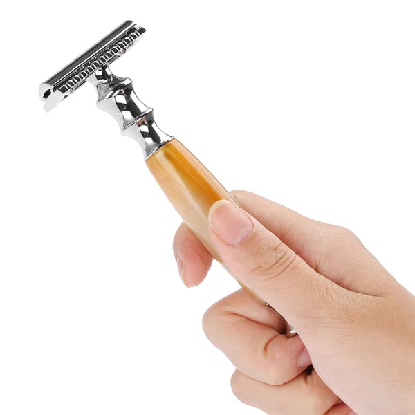 Rustfritt stål legering skjeggforming mal bart barbering sett gul barberhøvel