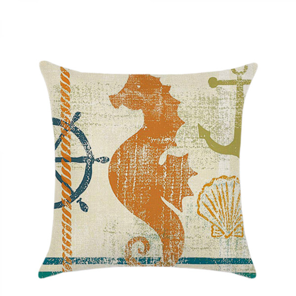 Putetrekk 18x18 tommer 4-pakker Anker Sjøstjerne Hippocampus Skjell Pynteputer Trekk Putevar for Seng Stol Sofa Soverom Stue Hjem D