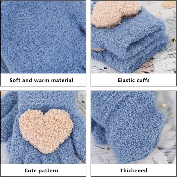 Vinterhansker for barn - Strikket, magiske, fullfingerhansker - Elastiske, varme, fleecefôrede, myke hansker for baby, småbarn, gutter og jenter (1-3 år)