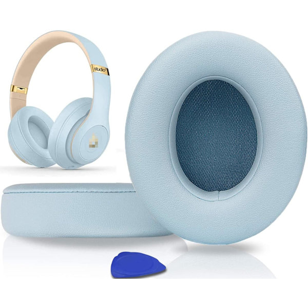 Professionella utbytesöronskydd, öronkuddar kompatibla med Beats Studio 2.0 & 3 trådbundna/trådlösa med mjukt proteinläder/brusreducerande minneskum