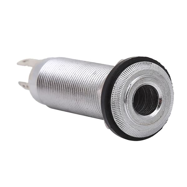 Gevindet cylinder output jack stik sokkel stik 1/4 tommer til elektrisk guitar bas sølv