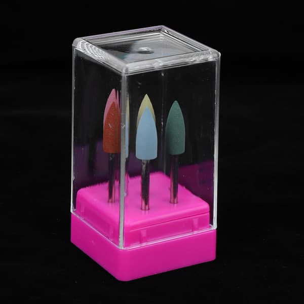 7 hullers neglekunstborr slipehode bitsholder beholder displayetui oppbevaringsboks (rosa)
