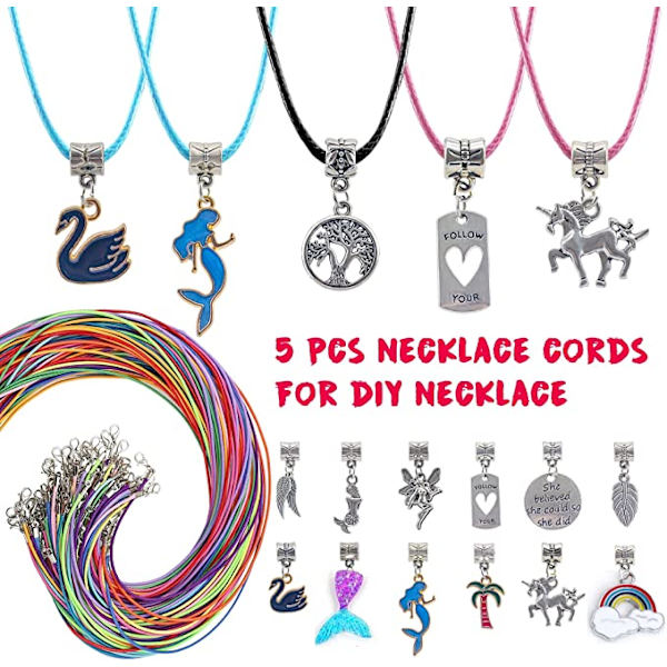 Charm armbandssats, smyckestillverkningssatser, pärlor, enhörning / sjöjungfru hantverk presentset, lämplig för flickor i åldern 8-12