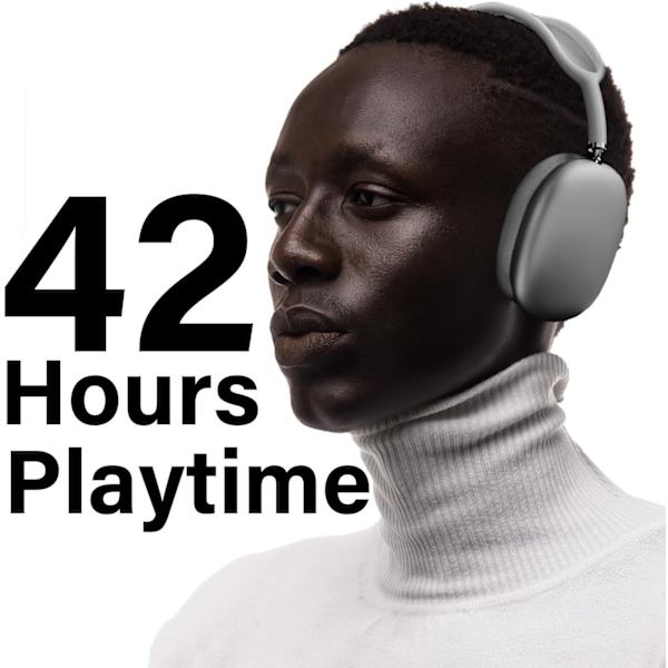 Trådløse hodetelefoner Over-Ear Bluetooth Justerbare Hodetelefoner 42 timers lyttetid Volumkontroll, Passer til spilling/løping/Sp