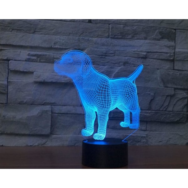 WJ 3D Valp Fjärrkontroll 16 Färg Nattljus Illusion Akryl LED Bordslampa Sänglampa Barn Sovrum Skrivbord Inredning Födelsedagspresenter Leksak för barn