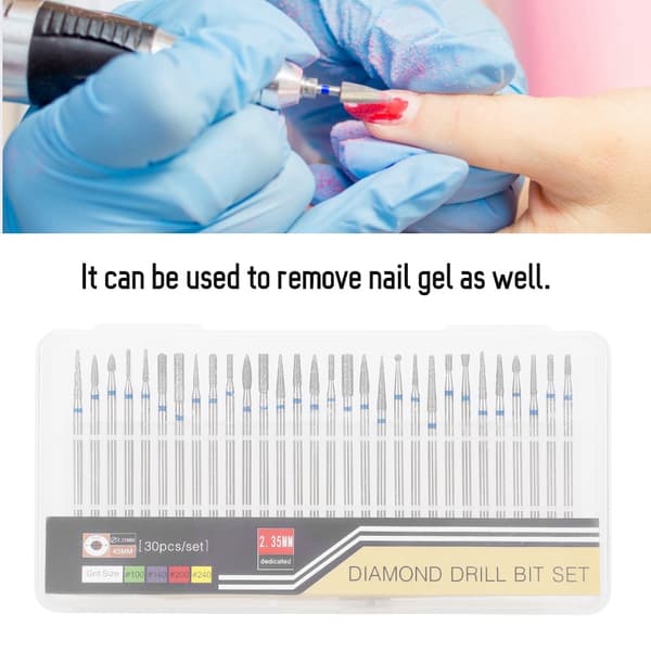30 stk/sett diamant slipehode neglekunst drill poleringshode sett neglebormaskin tilbehør B