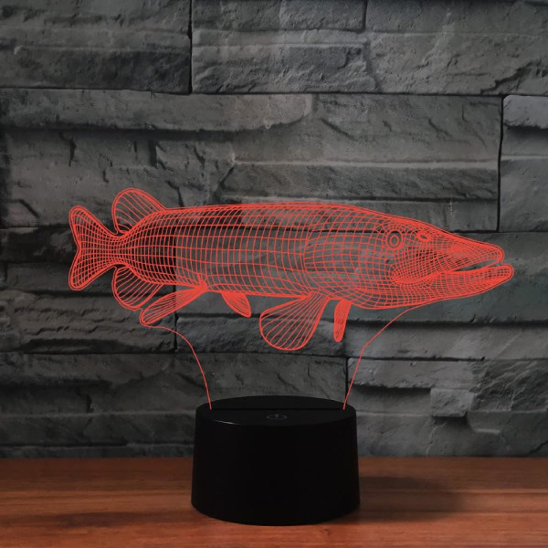 WJ 3D Marin Fisk Fjärrkontroll 16 Färg Nattljus Illusion Akryl LED Bordsängslampa Barn Sovrum Skrivbordsdekor Födelsedagspresenter Leksak för Barn