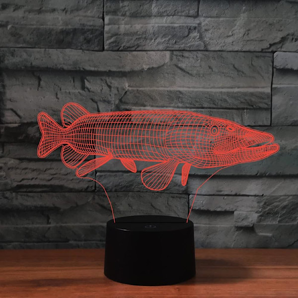 WJ 3D Marine Fish Fjernbetjening 16 Farve Natlys Illusion Akryl LED Bordlampe Sengelampe Børneværelse Skrivebordsdekoration Fødselsdagsgaver Legetøj til Børn