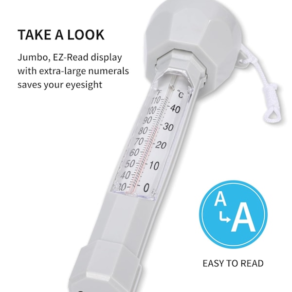Flytande Pooltermometer, Stor Lättläst, Precision Vattentemperaturmätare för Utomhusdammar, Akvarier, Badtunnor, Akvarier white