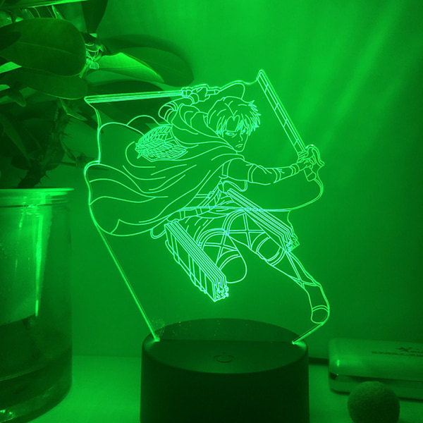 3D-lampa LED Anime nattlampa Present till sovrumsdekorationsutredningsgrupp Kapten Illusion Ljus Sensor 16 Färg --- Svart säte