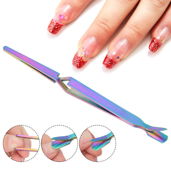 Dubbelsidig nagelbandsskrapa, nagelförlängningsformande pincett, nagelklipp, manikyrverktyg, gradientfärg