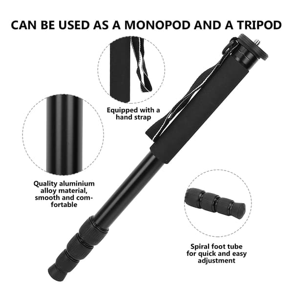 Aluminium Kamera Unipod Monopod Flip Lock 5 Sektioner Base Stativ