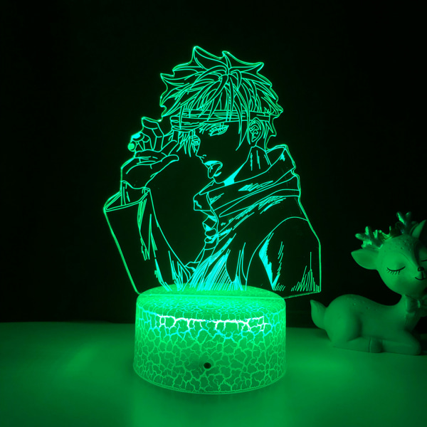 Anime Spell Fighting Gojo Satoru 3D LED Night Light with Touch Remote Control Children's Bedroom Decorative --- Pattern G（Crack Seat）