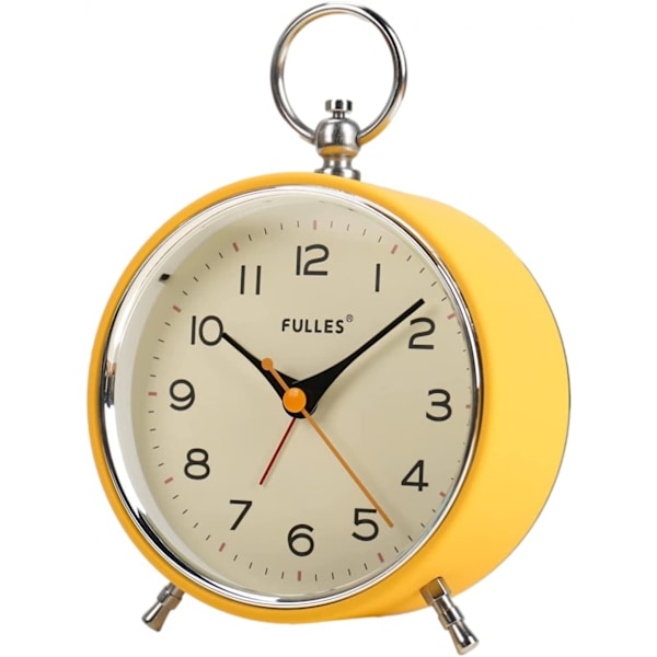 SAYTAY Analog väckarklocka utan tickande med nattljus snooze-funktion tyst rund retro batteridriven Crescendo 4 tum liten enkel design Tabl