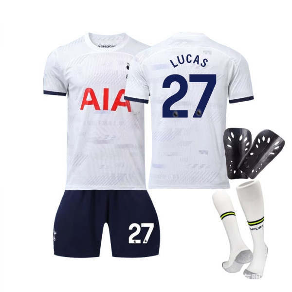 23/24 Tottenham Stadium Hjemme Barnas Fotballdraktsett med Sokker og Beskyttere 27 LUCAS children' sizes16