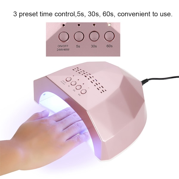 Professionell 48W LED-lampa för nagelkonst, torktumlare för gellack, manikyr, roséguld