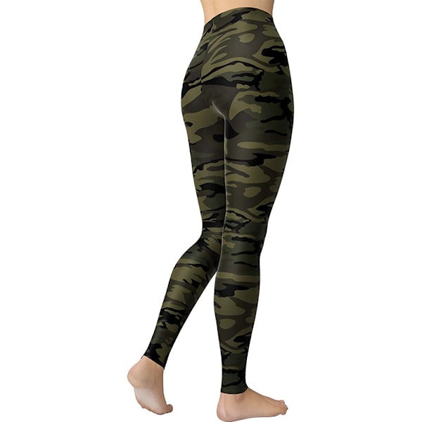 Naisten pehmeät korkeavyötäröiset pitkät painetut skinny stretch -joogashortsit (Print Size 3)