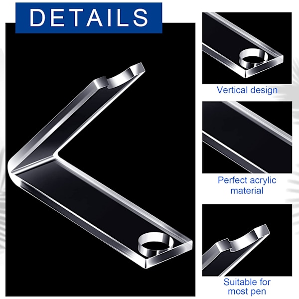 2 stk Akryl Penneholder Display Stativ Blyant Display Holder Fontene Kulepenn Display Stativ for Penner Blyant Display Klar Pe