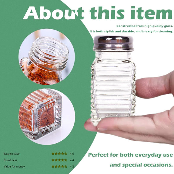Salt- og pebersæt med rustfrie toppe, sæt af 2 (stribede rektangulære shakere) Striped rectangular Shakers