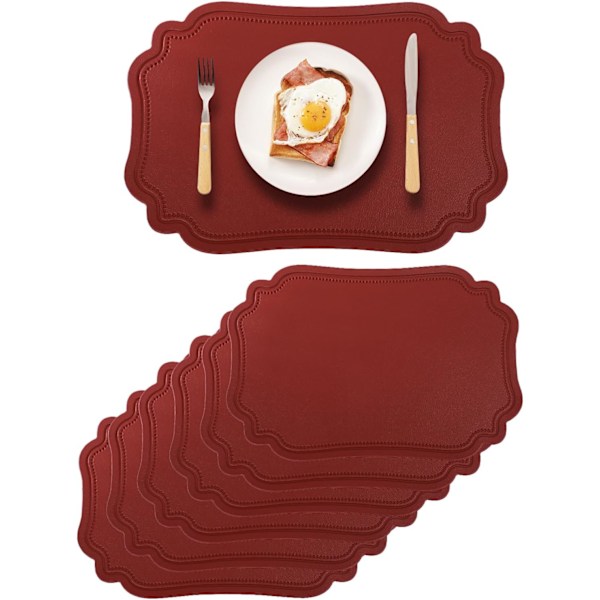 Vedenpitävät tablettien alustat, 6 kpl, viininpunainen keinonahka, pyyhittävät, lämmönkestävät, liukumattomat, pestävät, koristeelliset Wine Red 3 Large