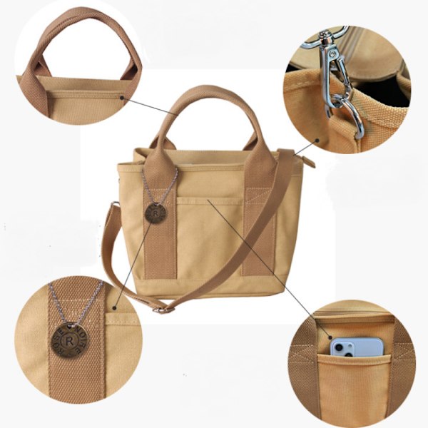 Dametøj Lærred Tote Håndtasker Casual Skuldertaske Arbejdstaske Crossbody Taske (Grå/Blå)
