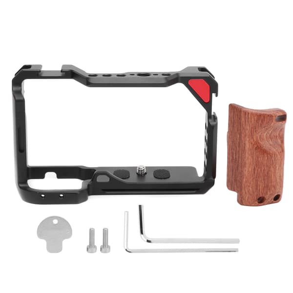 UURig C‑A6400 Aluminiumlegering Træ Spejlløst Kamera Video Bur Tilbehør til Sony A6400 Sort