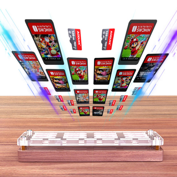 Switch-spellagring i trä för 19 Nintendo Switch-spelkort, Switch-spelkortshållare, Switch-förvaringslåda.