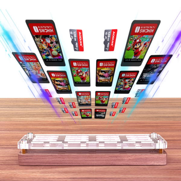 Switch-spilopbevaringskasse i træ til 19 Nintendo Switch-spilkort, Switch-spilkortholder, Switch-opbevaringsboks.