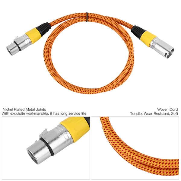 D-typ flätad XLR-kabel Mikrofon MIC Audiokabel Mixer Anslutningskabel 1m (Gul)