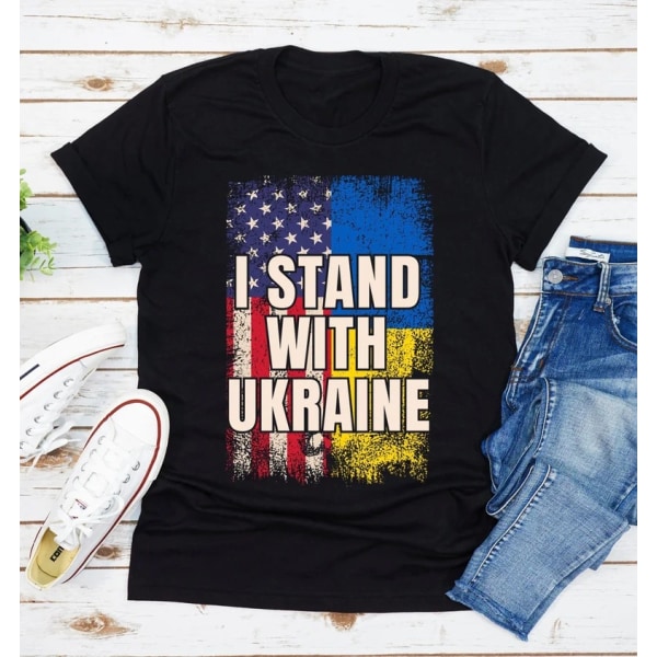 Stå med Ukraina V-Neck T-shirt Stop War Support Ukrainians Tee