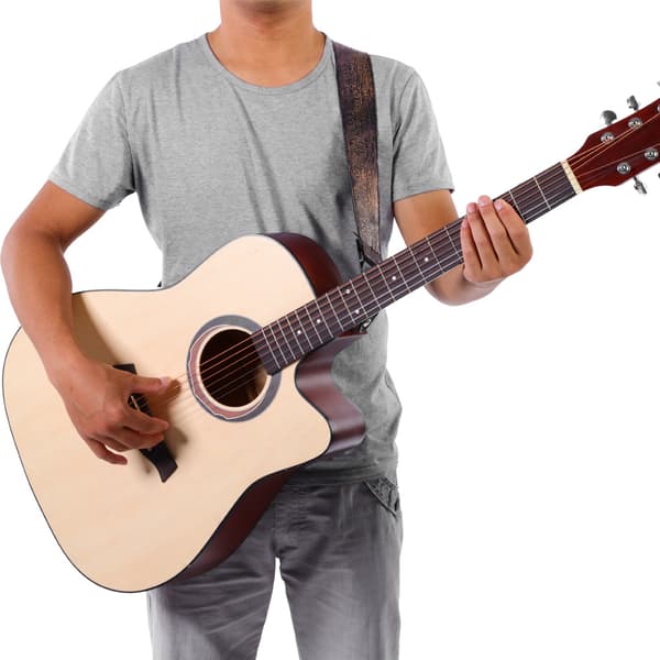 Justerbar tryckt PU-läder axelrem för akustisk elektrisk folk gitarr (A)