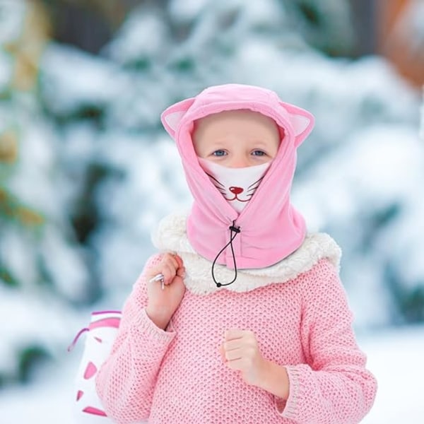 Lasten talvinen lämmin ratsastushattu Balaclava Hat Pullover Hat Paksuuntunut polaarifleece kylmähattu