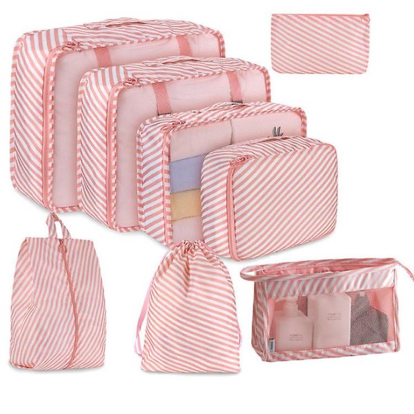 8pcs Cubes Travel Luggage Packing Organizers Set With Toiletry Bag