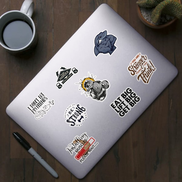 Sports Creative Gym Stickers, Set med 50, Vattentäta och UV-beständiga, Perfekt för alla dina prylar