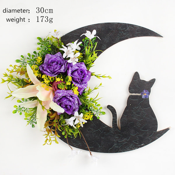 Halloween-kuukissaköynnös, oven riipus, festivaalin kuolleet oksakasvit, uusi kuu, Halloween-koriste Morning Glory 30CM