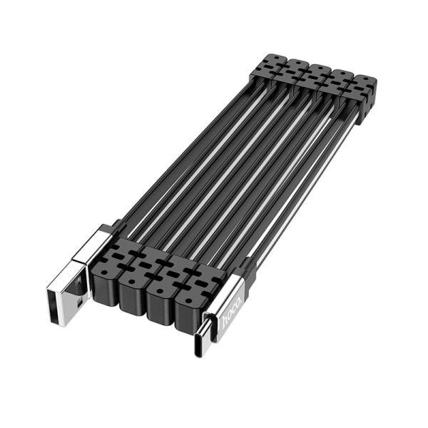 Magnetisk sammenleggbar Type C ladekabel, (1M/3.2FT) Minimalistisk oppbevaring USB hurtiglading datakabel bærbar oppbevaring lett og holdbar-svart