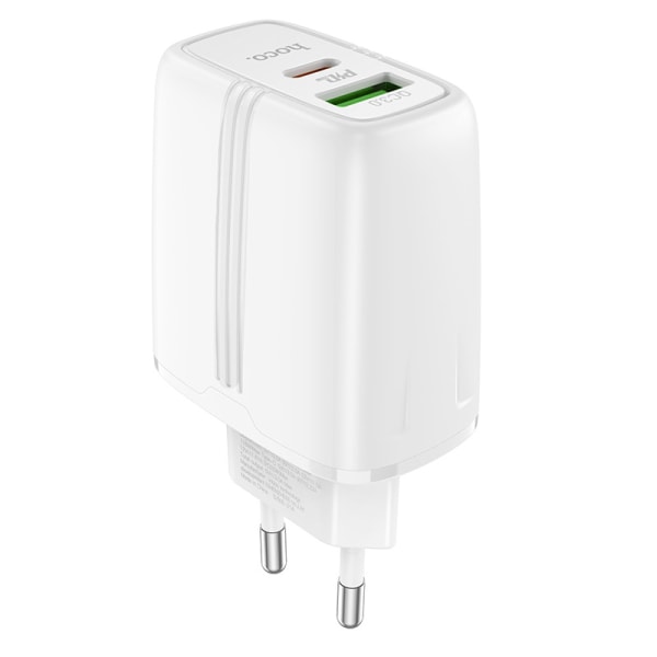 hoco. N11 Youneng dobbelt-port PD20W+QC3.0 lader for iPhone12 europeisk standard lading