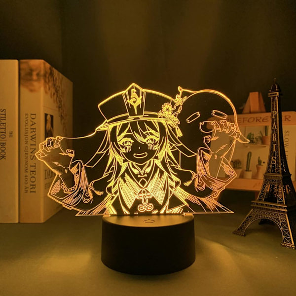 3D LED nattlyslampe Genshin Impact akryl LED-lampe spill
