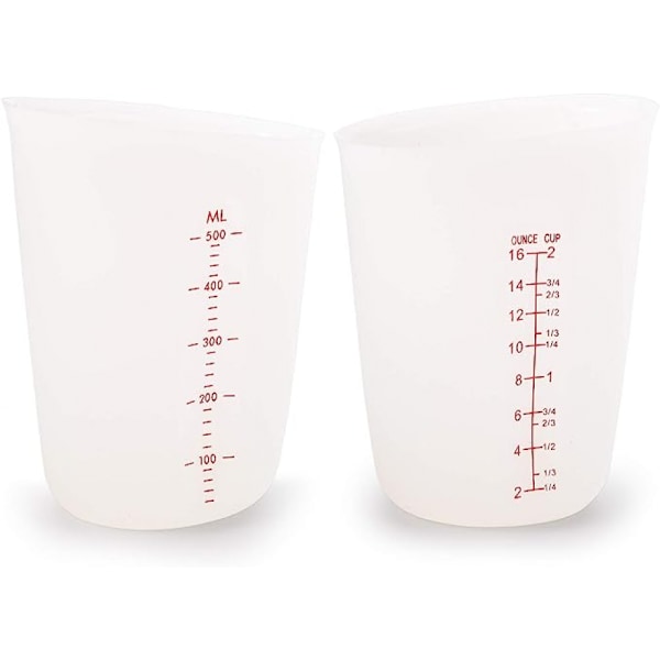 2 Märkta Silikon Flexibla Mätkoppar, 500 Ml Squeeze Pour Silikon Mätkopp Set, Kök Mätkopp.(2PCS)