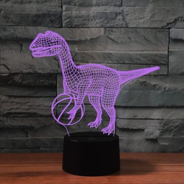 WJ 3D dinosaurie fjärrkontroll 16 färger nattljus illusion akryl LED bordslampa sänglampa barn sovrum skrivbordsdekor födelsedagspresenter leksak för barn