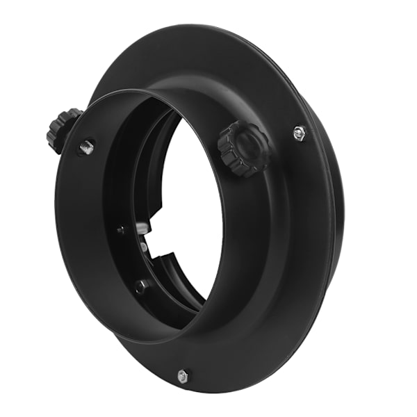 Adapterring i svart legering för konvertering av små fotolampor till Bowens-fäste