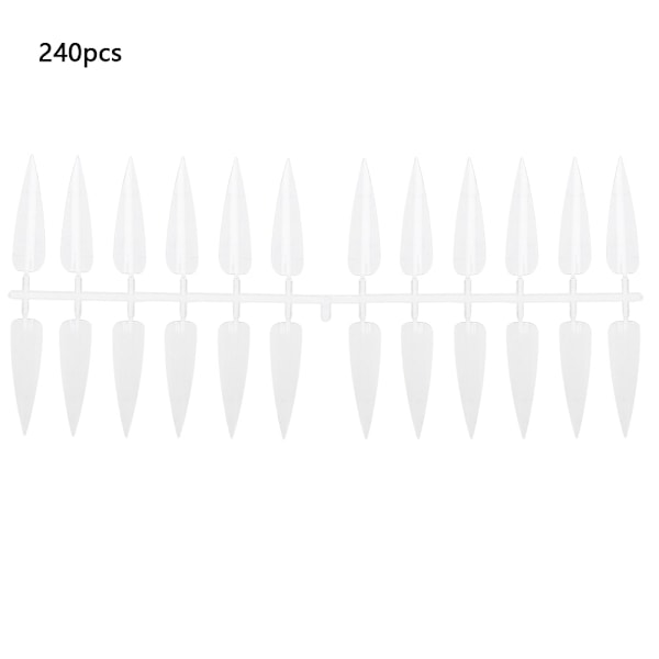 240PCS Foldable Flat-Back Pointed Nail Tips Manicure Color Display Practice Tool (Transparent)
