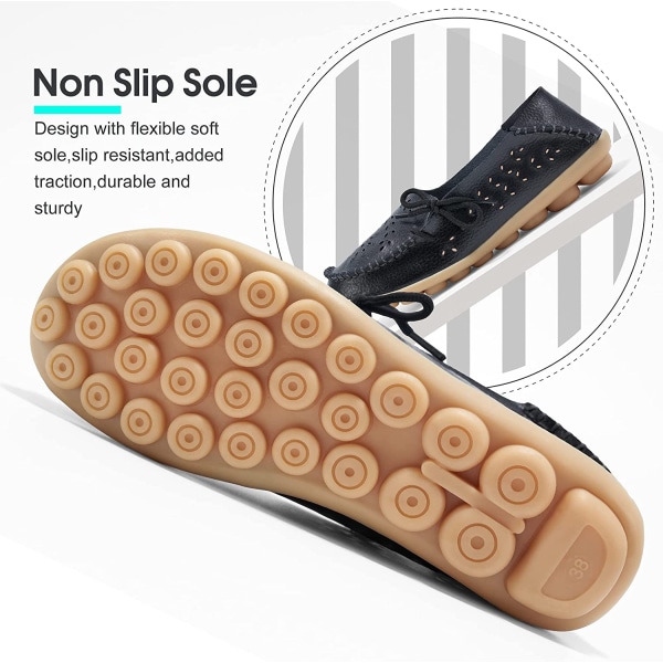 Naisten Mokkasiinit, Rennot Slip On Mekko Mokkasiinit Naisten Mukavat Nahkaiset Ajokengät Ulkoilmakävely Asusteet Kengät-------Musta Kaiverrettu (Koko 42)