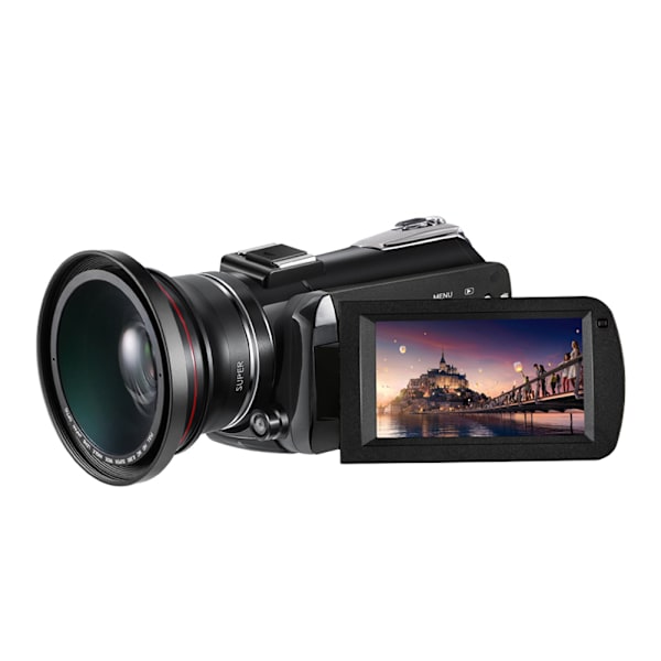 Ordro 4K UHD WiFi 12X Zoom 24MP pekskärm digital videokamera videokamera (Combo 2)
