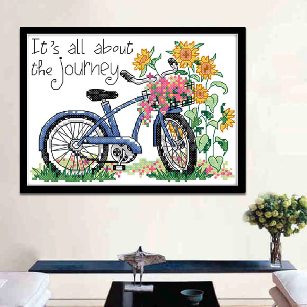 The Journey's cykel - Tællesyning broderikit, 14 count hvidt blankt stof, 7\" x 5\"