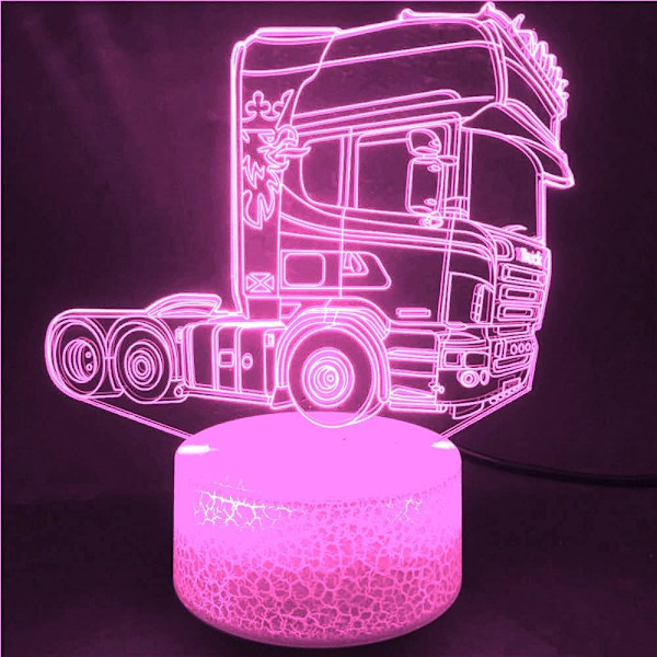 3D lastbil traktor bil natlys bord skrivebord optisk illusion lamper 7 farve skiftende lys LED bordlampe julehjem kærlighed fødselsdag børn indretning legetøj gave