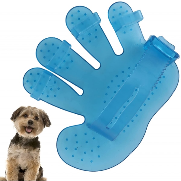 Hunde Grooming Handsker, Pet Grooming Børste Blid Deshedding Børste Handske med Justerbar Rem til at Redde Hår (Blå)