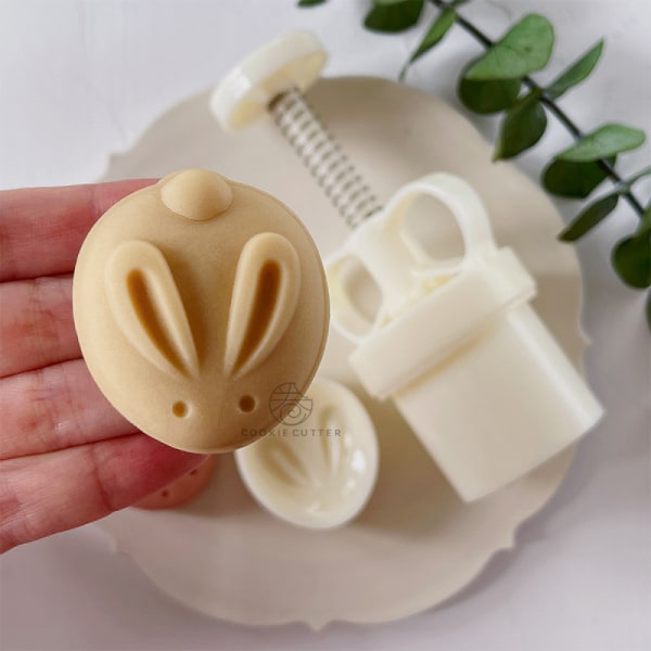 Kanin Mid-høst Mooncake Press Mold, Håndpresset Biscuit Dessert Diy med 1 Stempel Blomst, Mooncake Shortcake Press Mold