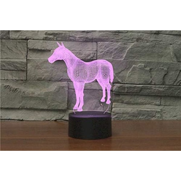 WJ 3D Hest Fjernbetjening 16 Farve Natlys Illusion Akryl LED Bordlampe Sengelampe Børns Soveværelse Skrivebord Dekoration Fødselsdagsgaver Legetøj til Børn